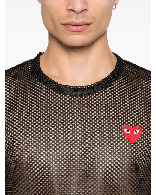 COMME DES GARÇONS PLAY Black Tshirt Mesh Emblem for men