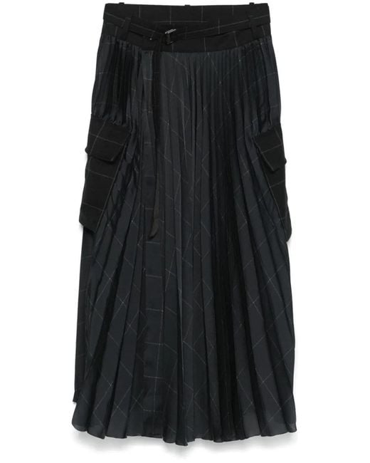 Sacai Blue Windowpane Skirt