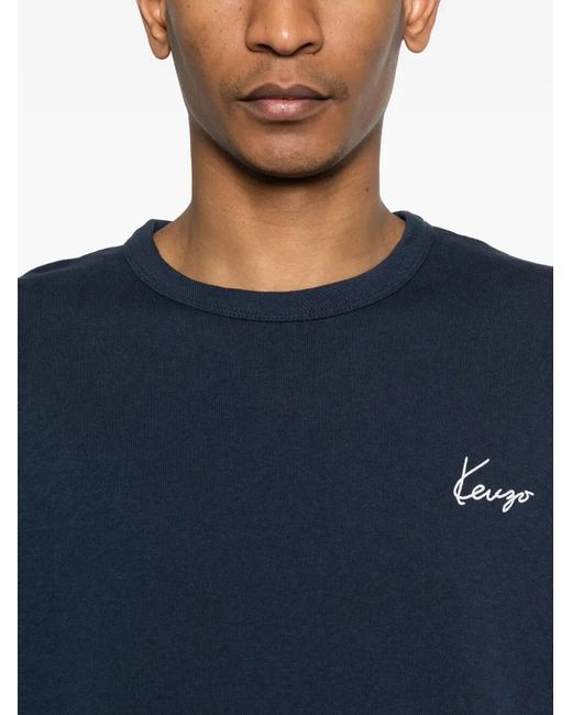 KENZO Blue "Gots Archive Rose Outlined" Classic T-Shirt for men