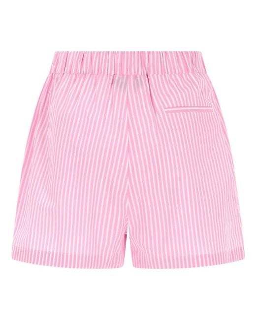 MSGM Pink Cotton Stripes Shorts