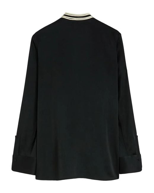 Jil Sander Black Camisa Larga Pechera Contraste Negro