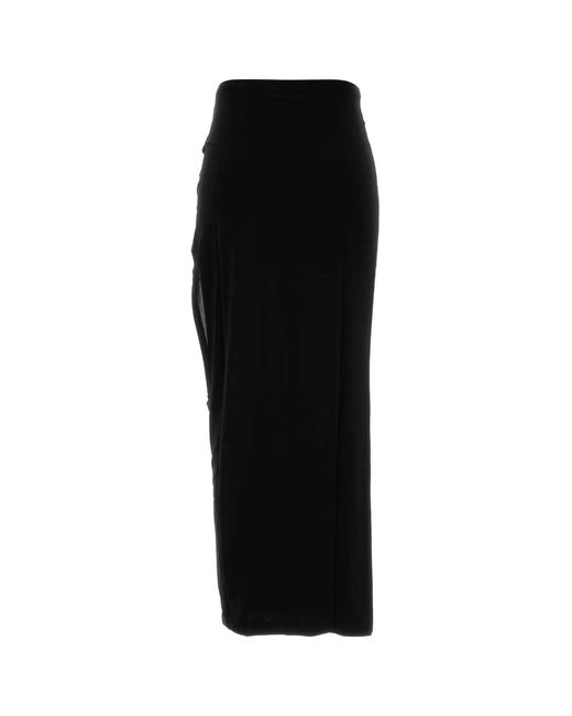 Jean Paul Gaultier Black Stretch Viscose Double Layer Long Skirt With Gaul