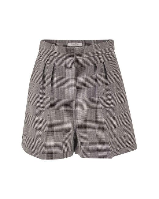 Max Mara Gray Embroidered Wool Agoraio Shorts