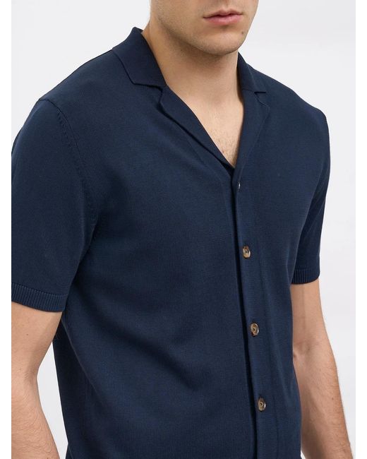 Daniele Alessandrini Blue Cotton Shirt Sweater for men