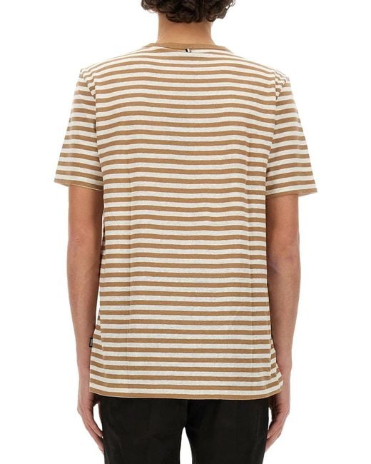 Boss Natural Striped T Shirt for men