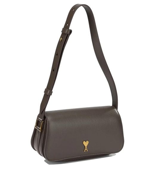 AMI Gray "Paris Paris" Small Shoulder Bag