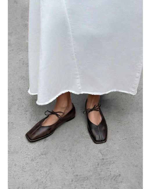 Alohas Black Sway Vintage Effect Ballet Flats