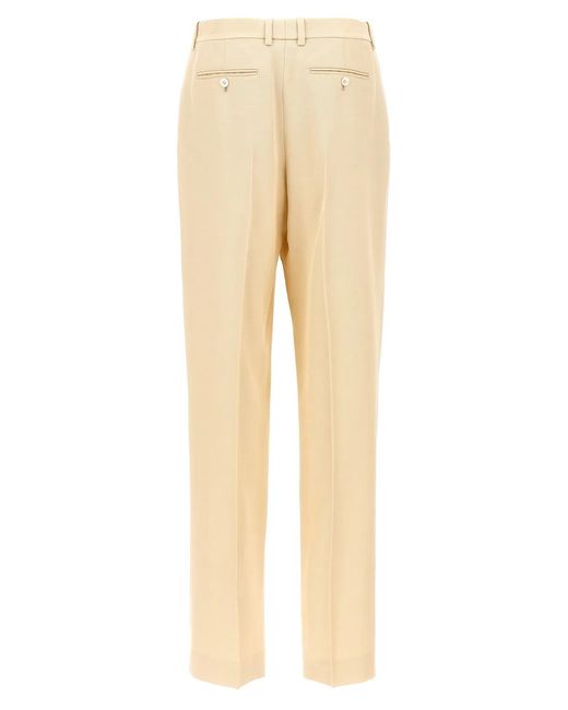 Tom Ford Natural Front Pleated Silk And Wool Pants