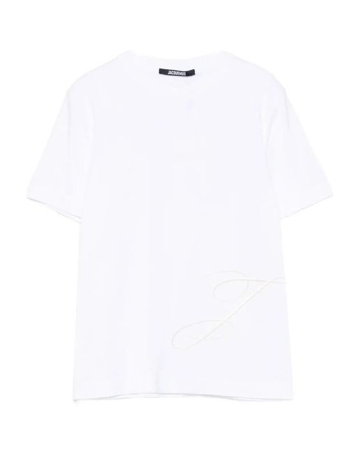 Jacquemus White Embroidered Logo Short Sleeve T Shirt