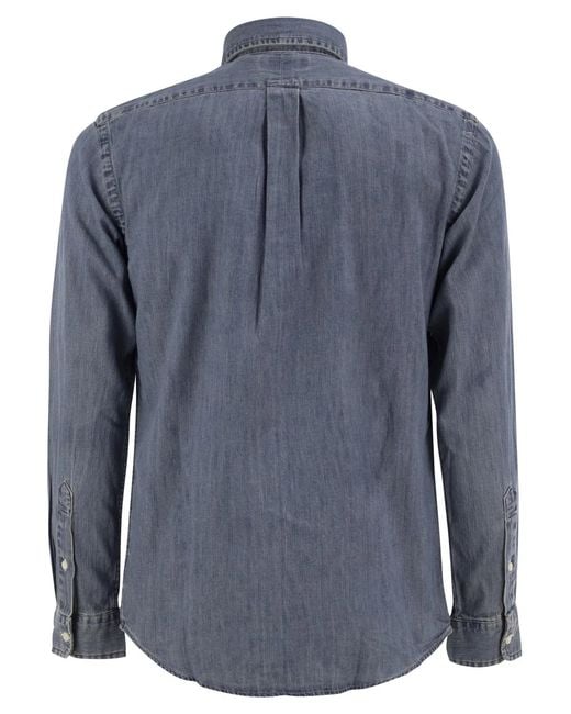 Polo Ralph Lauren Blue Cotton Denim Button-Down Shirt for men