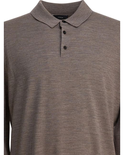 Vince Brown Wool And Cashmere Polo Shirt for men