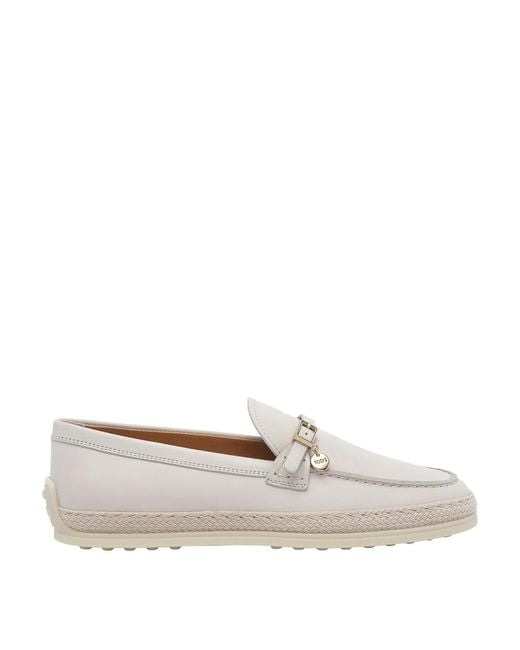 Tod's White Leather Loafers