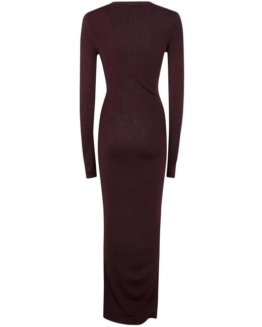 Entire studios Brown Long Sleeve V Neck Midi