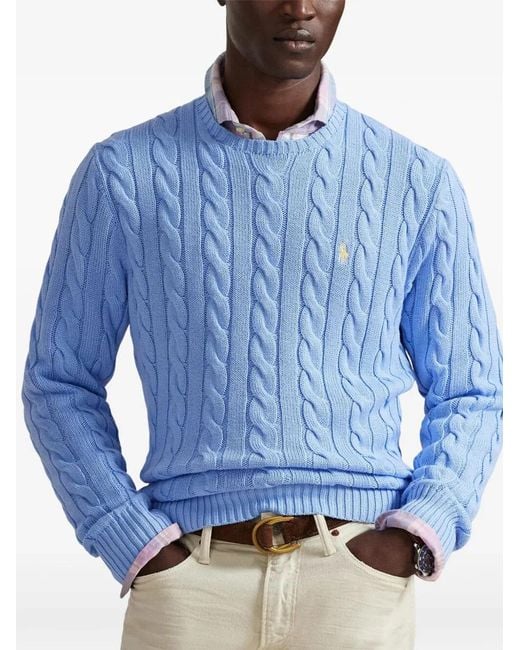 Polo Ralph Lauren Blue Cable-Knit Cotton Jumper for men