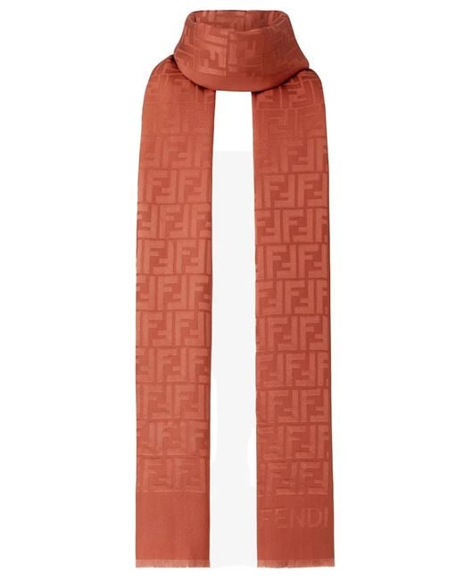 Fendi Red Ff Silk Stole