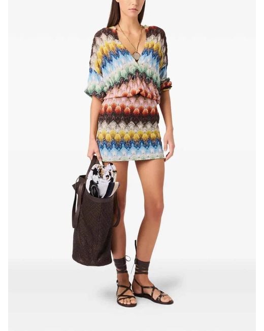 Missoni Blue Multicolour Viscose Miniskirt