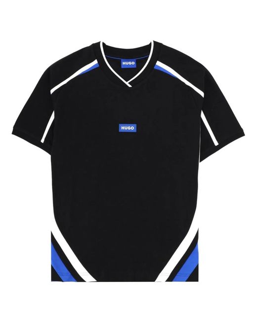 HUGO Black T-Shirt "Nalomat" Con Logo for men