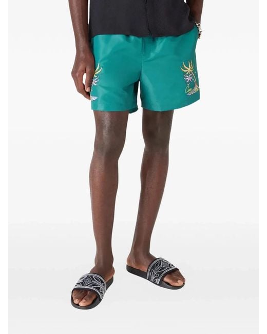 Casablanca Green Logo-Print Swim Shorts for men