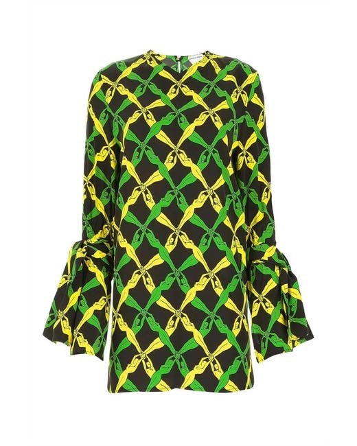 Bottega Veneta Green Printed Viscose Blouse