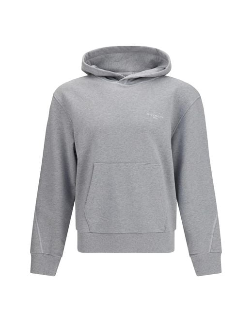 Givenchy Gray Contrasted Stitch Hoodie for men