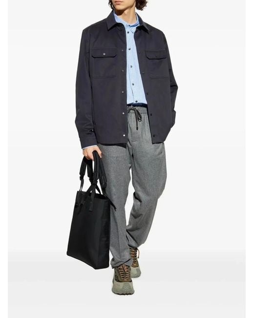 Moncler Blue Cotton Polyester Shirt for men