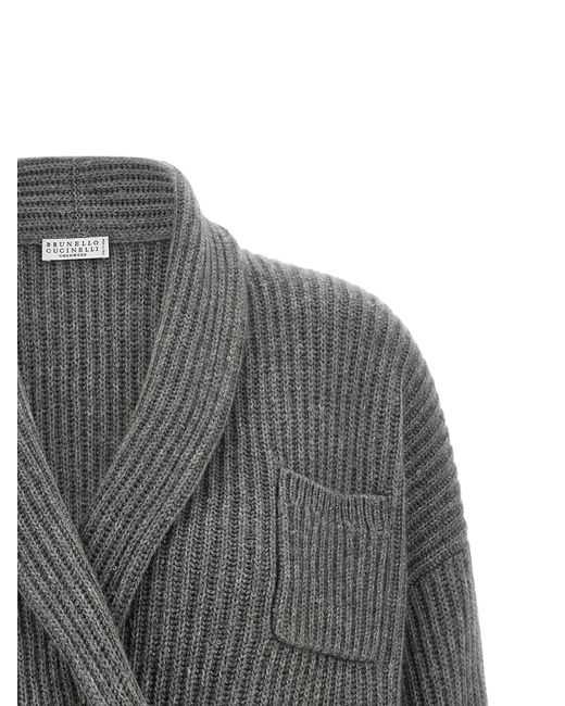 Brunello Cucinelli Gray Wrap Cardigan