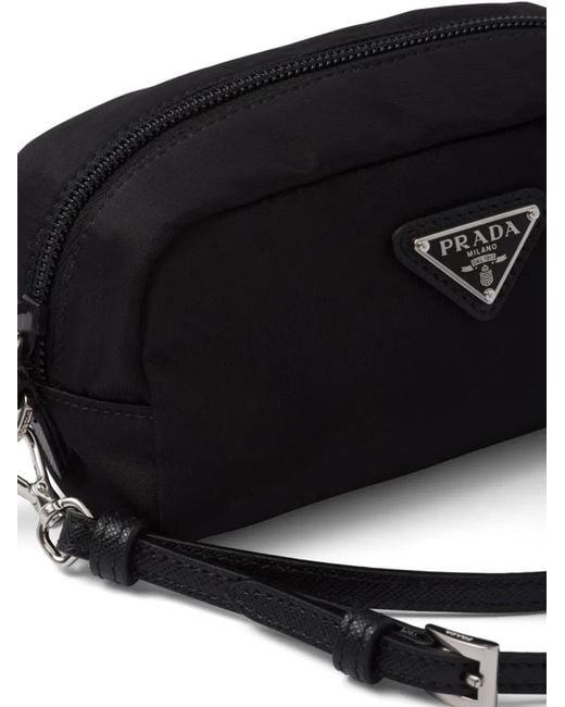 Prada Black Mini Triangle-Logo Makeup Bag