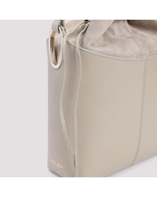 Giorgio Armani Gray Leather Bucket Bag
