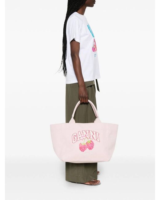 Ganni Pink Medium Trapeze Shopper Bag