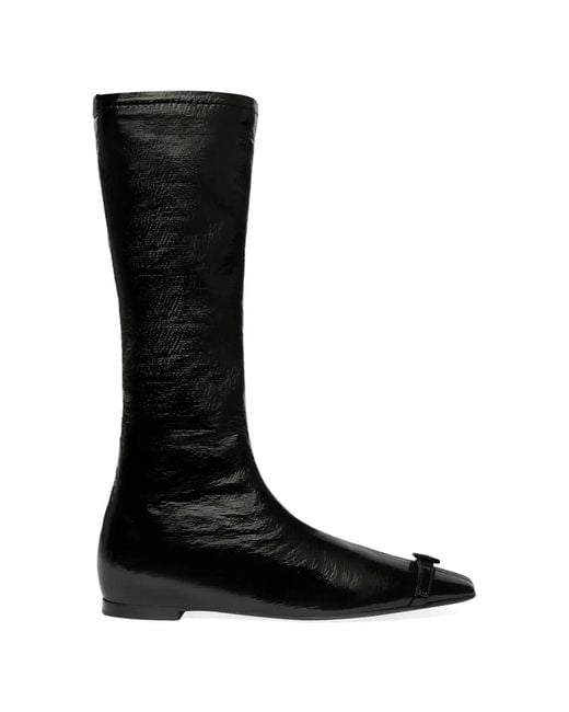 Courreges Black Courregès "Flat Buckle" Vinyl Boots