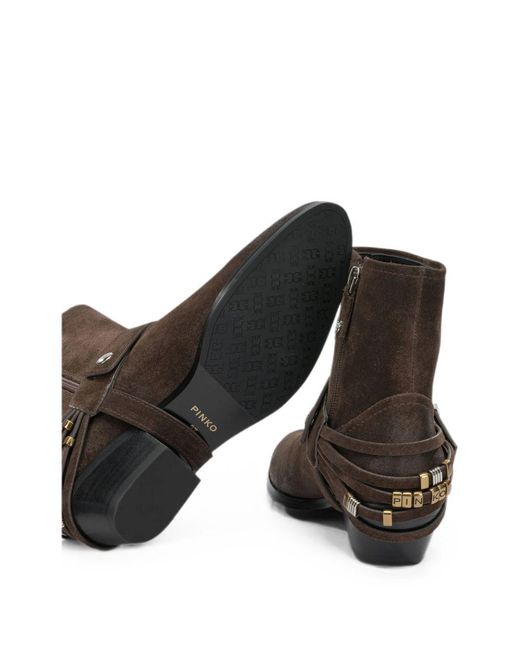 Pinko Brown Dark Leather Shoes