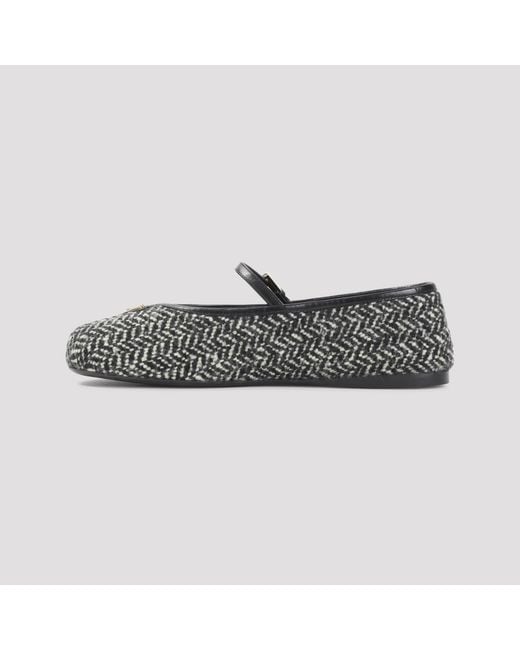 Prada Gray Ballerina With Ribbon