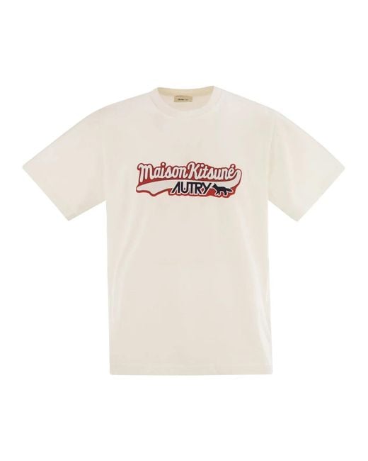 Autry X Maison Kitsune White T-Shirt With Logo