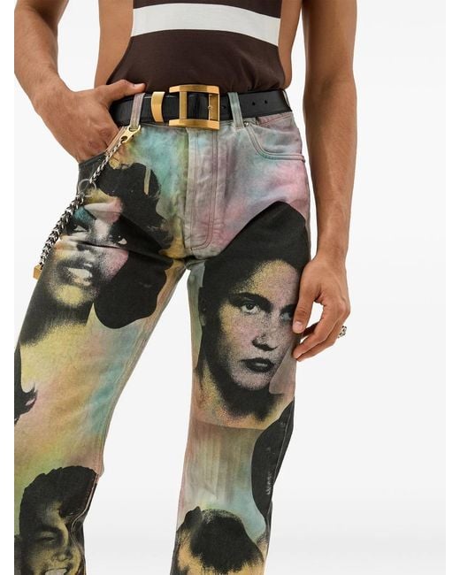 Versace Multicolor Printed Regular Jeans for men