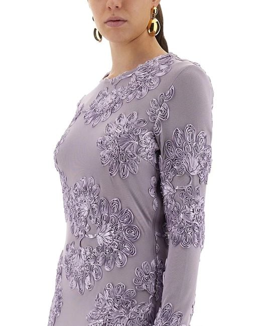 ROTATE BIRGER CHRISTENSEN Purple 3D Mesh Mini Dress