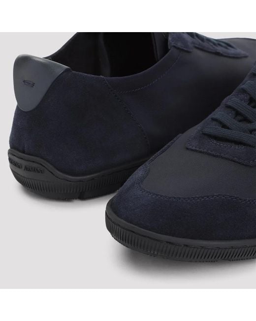 Giorgio Armani Blue Calf Leather Rubber Sneakers for men