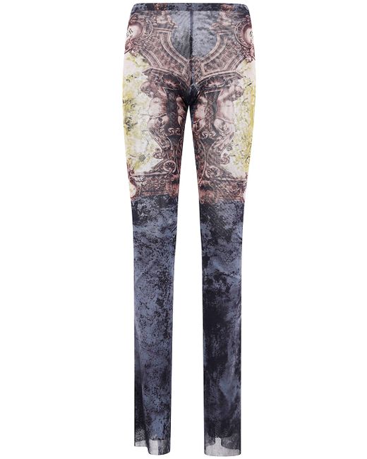 Jean Paul Gaultier Gray Mesh Trouser Printed "Médaillon"