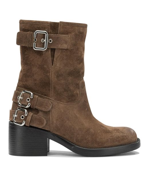Chloé Brown "Dakota" Pull-On Ankle Boots