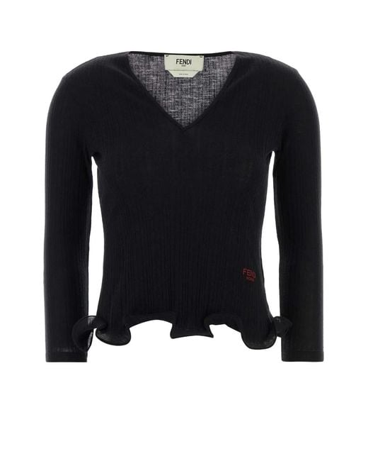 Fendi Black Top Roma Rib