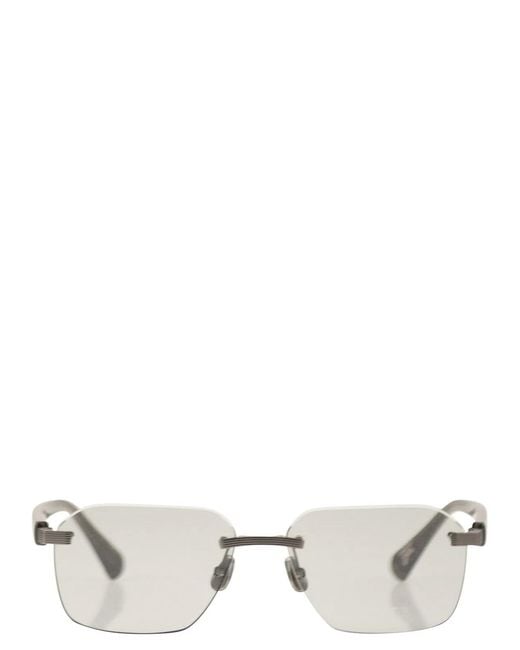 Brunello Cucinelli Natural Rectangular Titanium Sunglasses for men