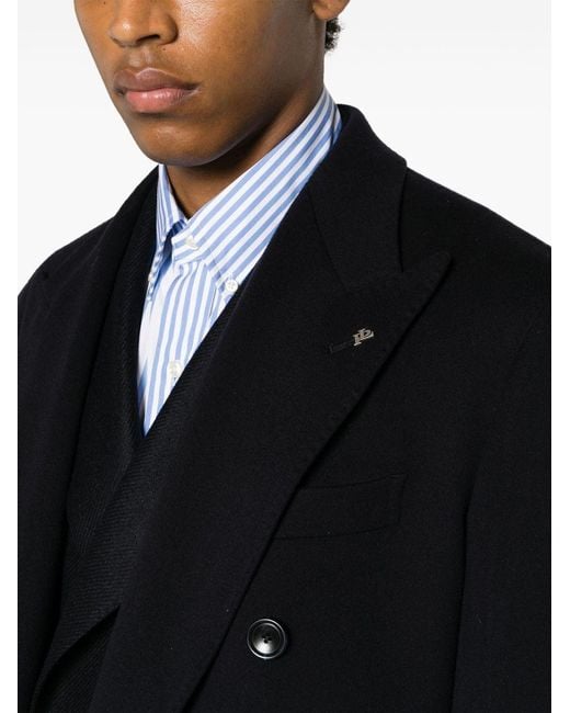 Tagliatore Blue Virgin Wool Coat for men