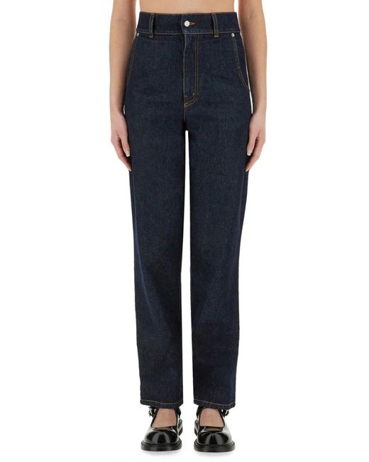 Moschino Blue "Laurel Crown Patch" Denim Pants