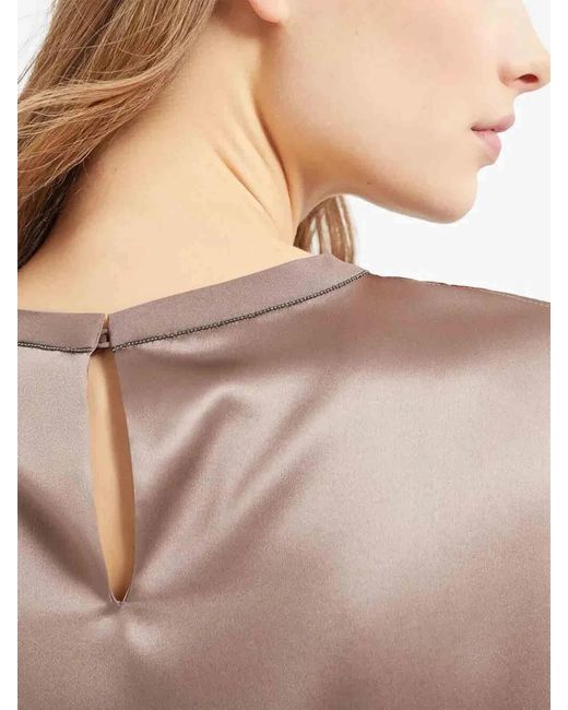 Brunello Cucinelli Brown T-Shirt With 'Monili'