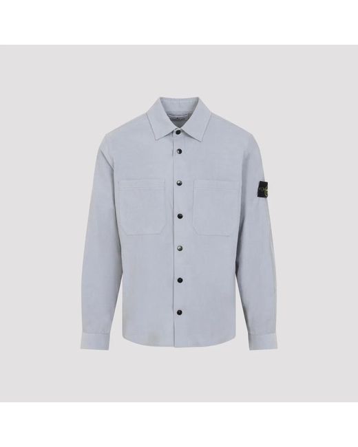 Stone Island Blue Corduroy Shirt Buttoned Cuffs for men