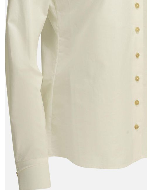 Khaite Natural Ivy High Neck Chalk Shirt