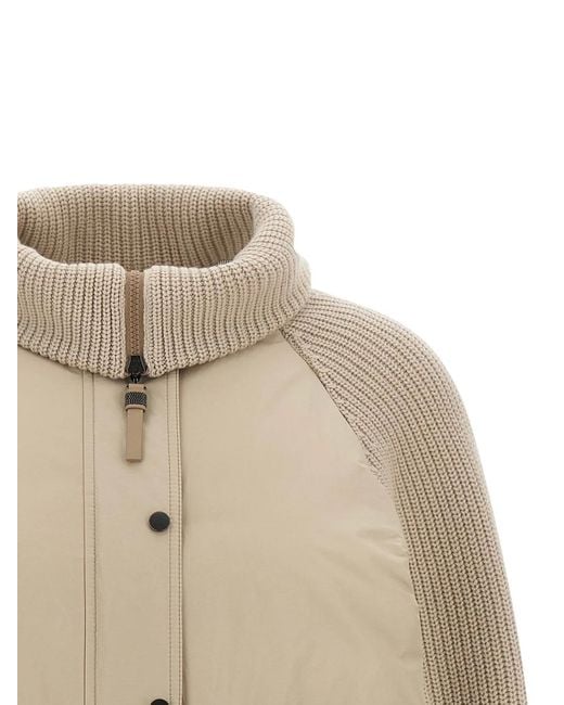 Brunello Cucinelli Natural Knit Insert Down Jacket