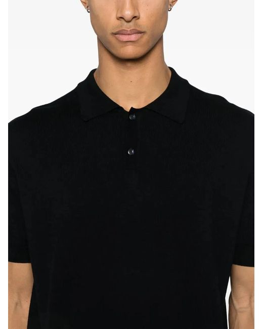 Woolrich Black Knitted Polo for men