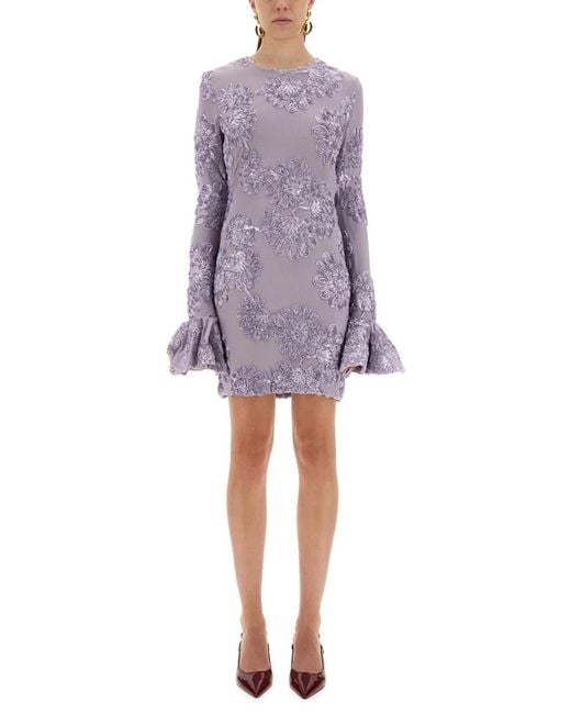 ROTATE BIRGER CHRISTENSEN Purple 3D Mesh Mini Dress