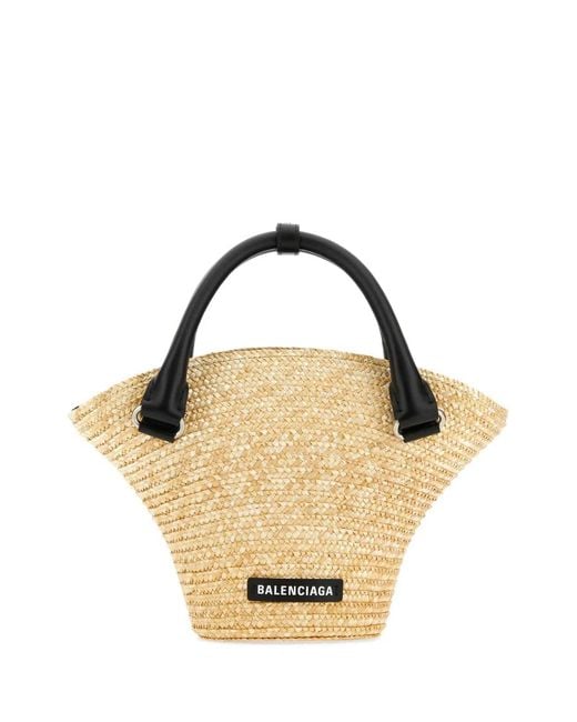 Balenciaga Metallic Straw Mini Beach Handbag