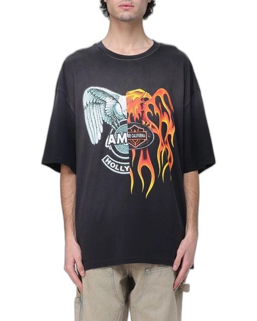Amiri Blue Spliced Logo T-Shirt for men